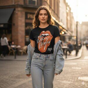 NWT The Rolling Stones Tour of America ’78 Graphic Band Tee Black XS 100% Cotton